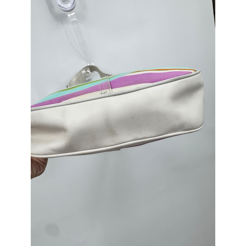 Coach Soho Shoulder Bag Womens Small Multi-Color Striped Y2K Canvas Leather - Picture 12 of 16